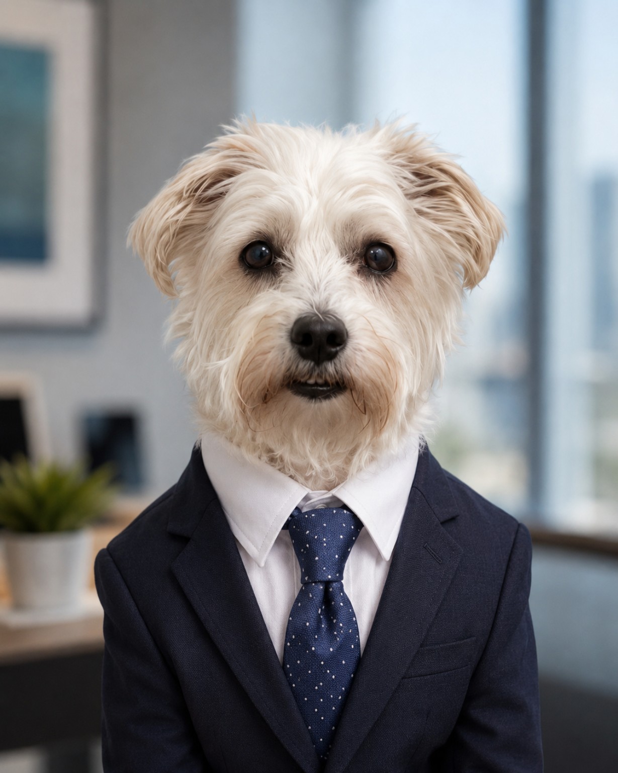 A dog reimagined as a Corporate AI headshot by Avtr (just for fun)