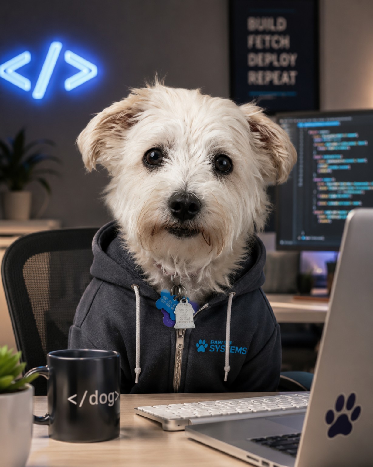 A dog reimagined as a Tech AI headshot by Avtr (just for fun)