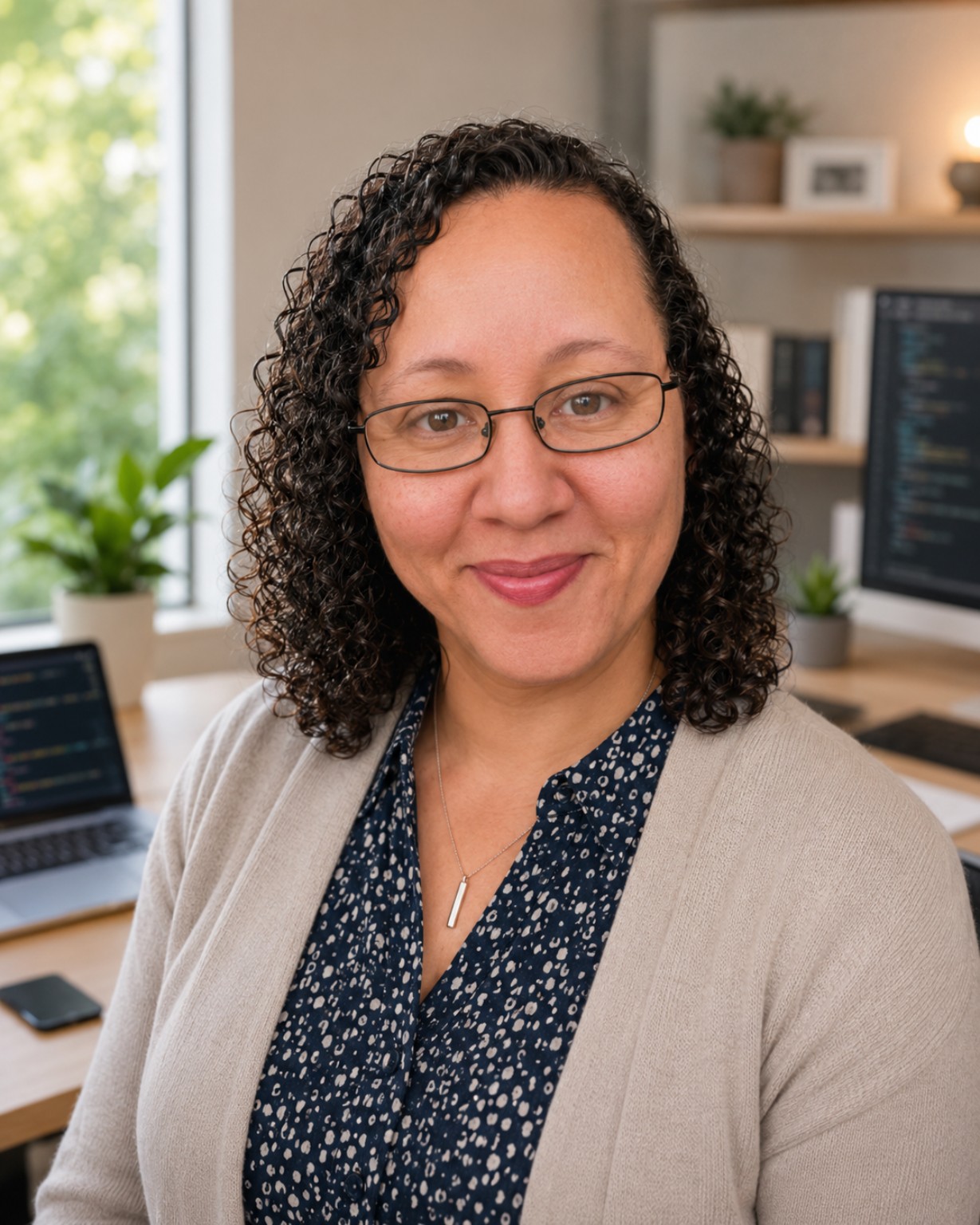 Tina's Tech AI headshot generated by Avtr